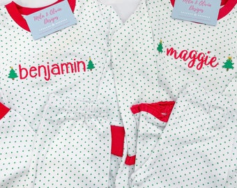 Monogrammed Christmas pjs, monogram Christmas jammies, Christmas pjs, monogram Christmas, Santa pajamas