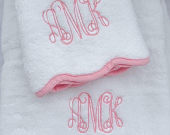 Monogram bath towel, monogram bath towel set, monogram hand towel, graduation gift, college gift