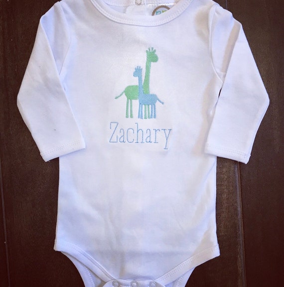 Baby Boy Giraffe Onesie Baby Boy Monogram Onesie Baby Boy Etsy