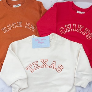 Game day Monogram sweatshirt bubble, football team monogram outfit, baby boy gift, baby girl gift, monogram baby bubble, sweatshirt bubble