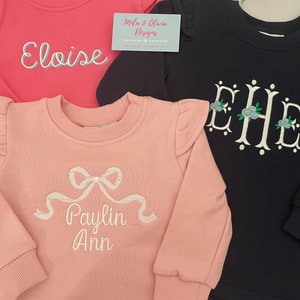 Girls french terry pullover, Terry monogram pullover, Monogram sweatshirt, Monogrammed Toddler sweatshirt,, Monogram toddler girl gift