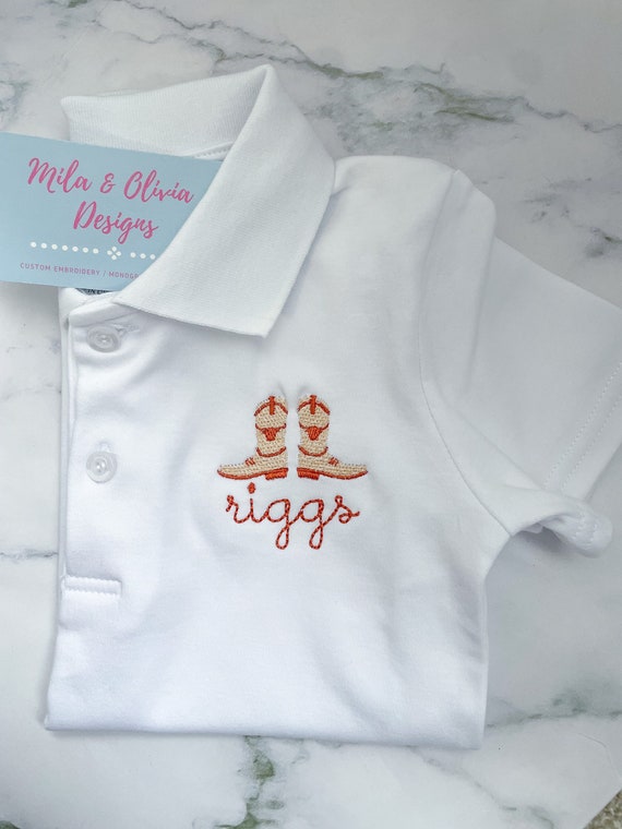 Toddler Boy Texas Longhorn Boots Embroidered Polo
