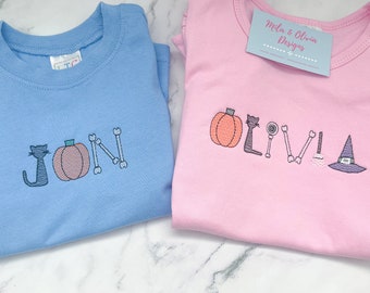 Spooky Halloween Name Shirt, Halloween Monogram Shirt, Monogrammed Toddler shirt, Pumpkin fall shirt, Monogram toddler