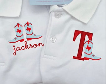 Texas Rodeo Boot Monogrammed Toddler Polo, Cowboy