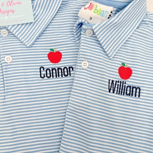 Back to school apple polo, back to school monogram outfit boy