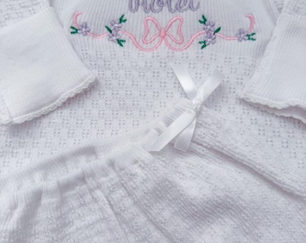 Monogram Baby Girl Gown, Personalized Paty Outfit