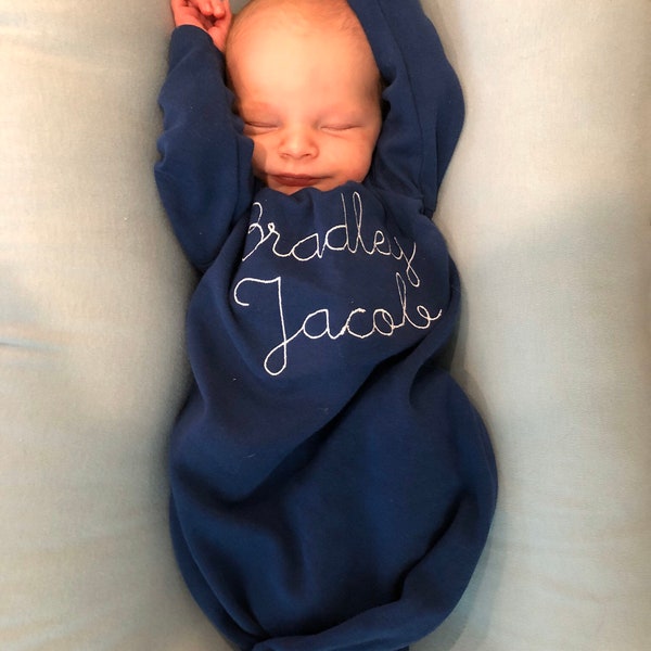 Baby Boy Coming Home Outfit, Monogrammed Baby Boy Gow, Baby Gown, Take Home Outfit, Boys Baby Shower Gift, Newborn Gown, Baby boy gift, gown