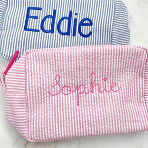 Seersucker monogram toiletry bag, Seersucker toiletry bag, Monogrammed bag, Toddler gift idea