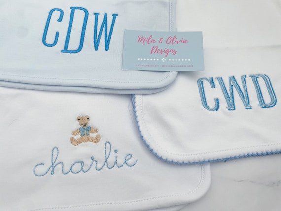 Monogram Baby Burp Cloth Set (Set of 3)