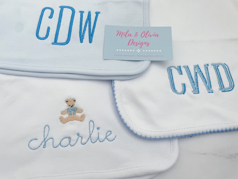 Monogram Baby Burp Cloth Set (Set of 3) image 1
