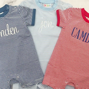 Striped Monogram Romper, Monogrammed Toddler Romper, Polo, Monogram toddler boy gift, Boy romper