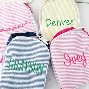 Monogram Lunch Box, Seersucker Lunch Box, Personalized Lunch Box, Seersucker bag, Monogram gift, Monogram toddler gift, box, food box