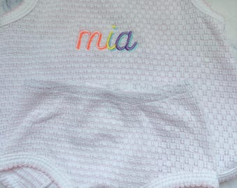 Paty sleeveless top with diaper cover, Monogrammed bloomer set, baby girl outfit