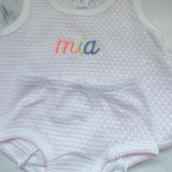 Paty sleeveless top with diaper cover, Monogrammed bloomer set, baby girl outfit