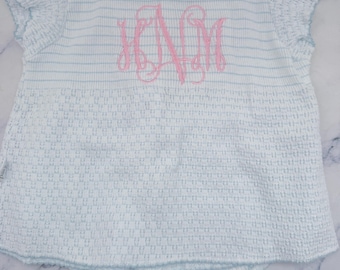 Paty flutter sleeve top with diaper cover, Monogrammed bloomer set, baby girl outfit