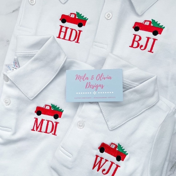 Christmas Monogram Tree- Boys Shirt