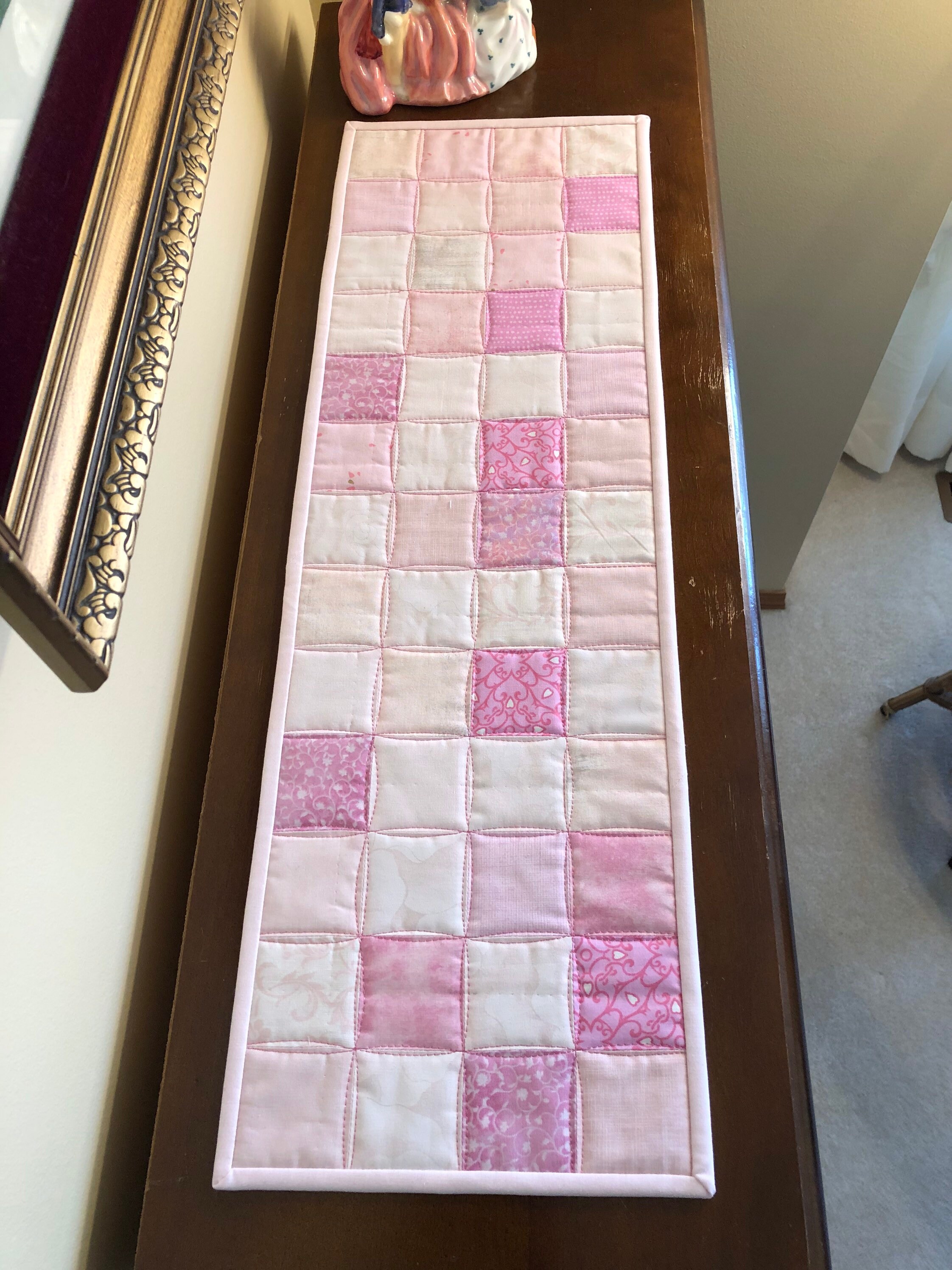 Quilted Light Pink Mini Table Runner 8.75 x 27 in Etsy