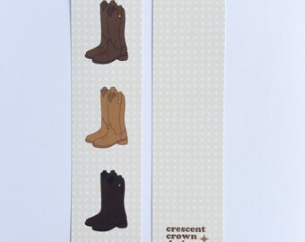 Boots Bookmark |  bookish merch, gifts for readers, book lover, romance, cowboy country western, novel, reading, boots, saddle, horse shoe
