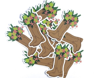 Boots & Flowers |  Matte Sticker | bookish stickers, merch, kindle stickers, gifts for readers, book lover, romance | cowboy country western
