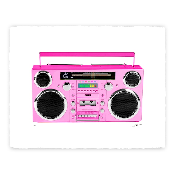 Boombox Pink Original Print From Fine Etsy