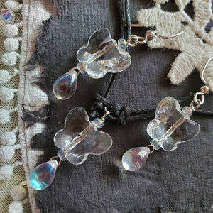 Sparkle drop butterfly necklace/fairy necklace/cottage core jewelry/fairy core/sailor moon inspired /magical girl jewelry