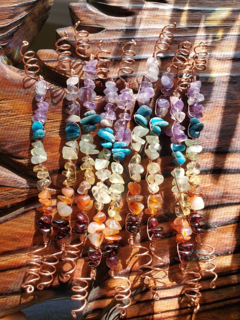 Chakra copper hair coil/ crystal hair coil/dread coil hair Etsy