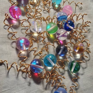 Aura Glass hair coil/hair wrap/ loc jewelry /loc coil/copper/brass/stainless steel/hair spiral/hair twist