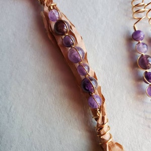 Amethyst hair coil/ crystal hair coil/loc coil hair coil /hair wrap/ loc jewelry /loc coil /loc bead image 2