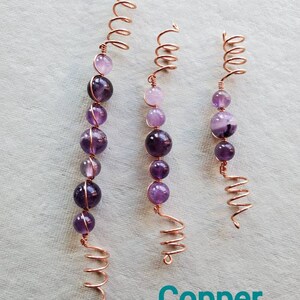 Amethyst hair coil/ crystal hair coil/loc coil hair coil /hair wrap/ loc jewelry /loc coil /loc bead image 4