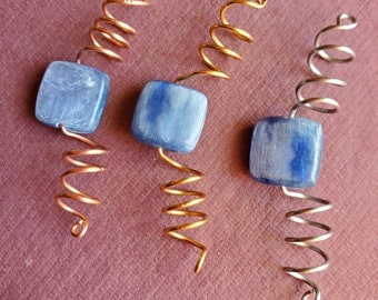 Blue kyanite loc coil/ pirate /loc coil hair coil /hair wrap/ loc jewelry