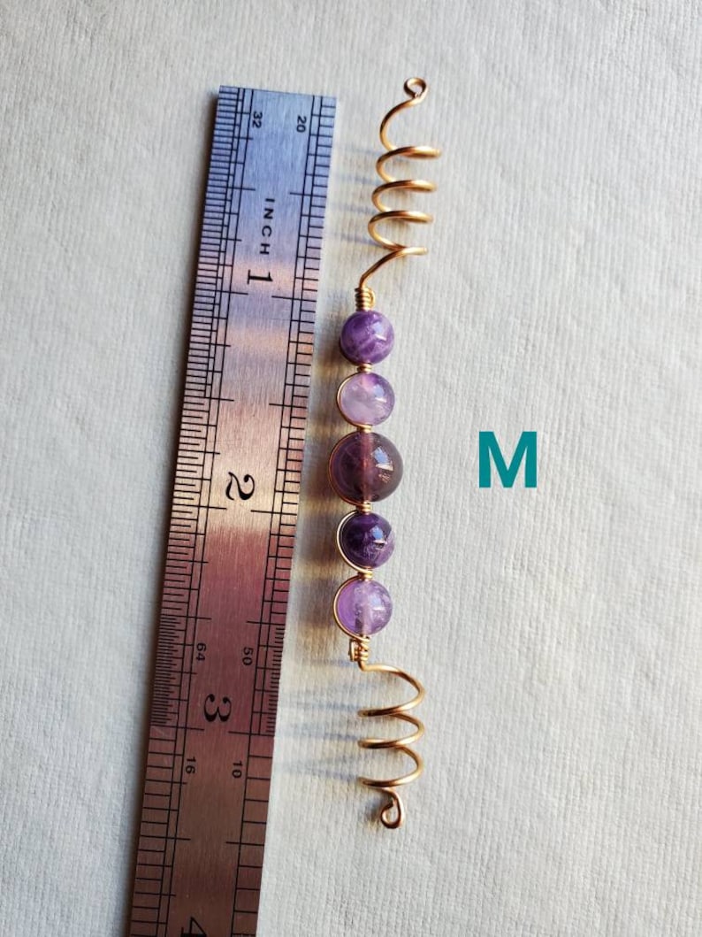 Amethyst hair coil/ crystal hair coil/loc coil hair coil /hair wrap/ loc jewelry /loc coil /loc bead image 8