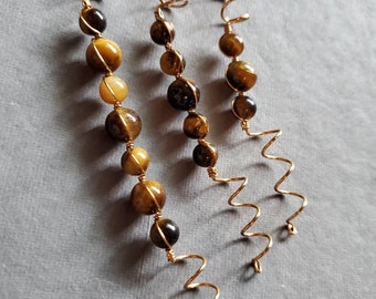 Tigers eye hair coil/ crystal hair coil/braid coil /hair wrap/ loc jewelry /loc coil