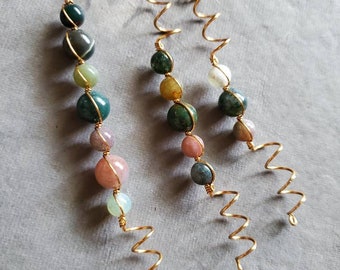 Fancy Jasper coil/ crystal hair coil/braid coil/ hair coil /hair wrap/ loc jewelry /loc coil /loc bead
