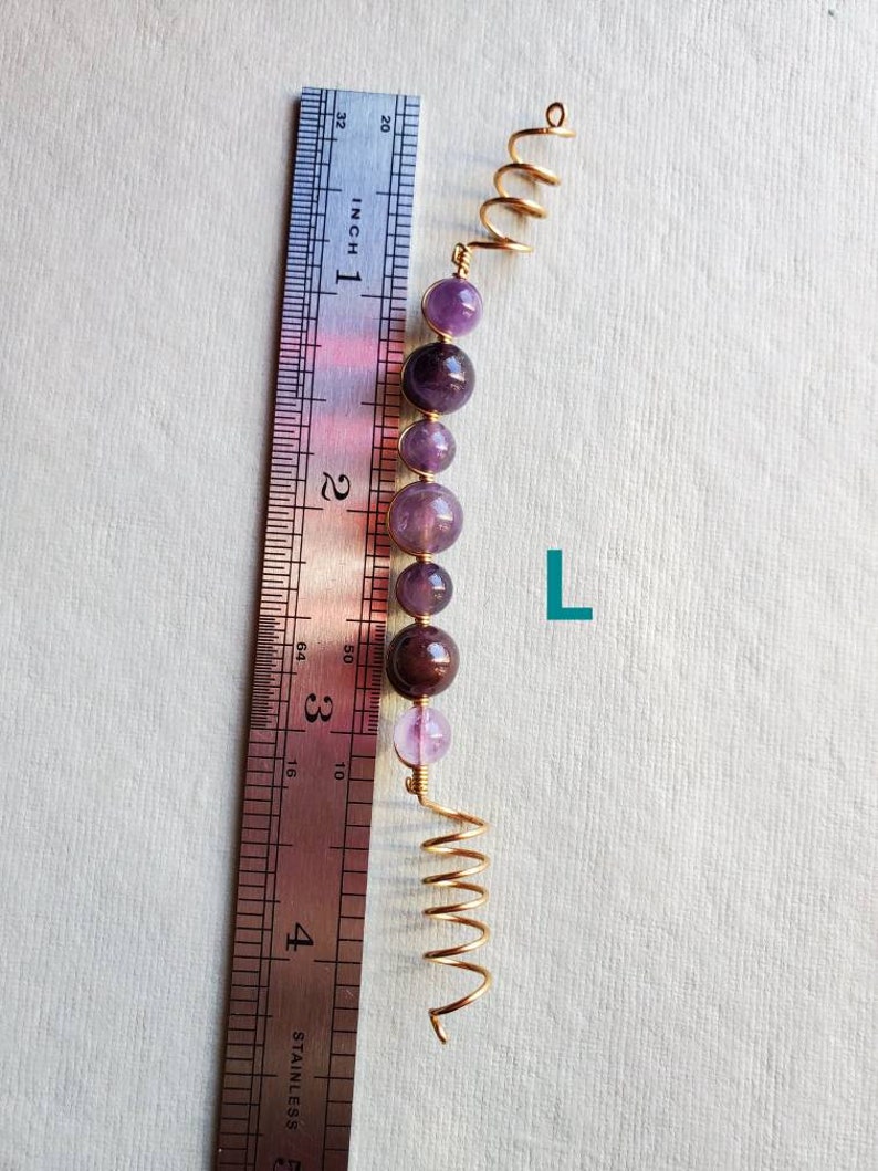 Amethyst hair coil/ crystal hair coil/loc coil hair coil /hair wrap/ loc jewelry /loc coil /loc bead image 7