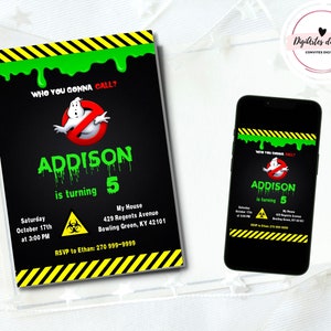 Editable Ghostbusters Birthday Invitation Template Printable ...