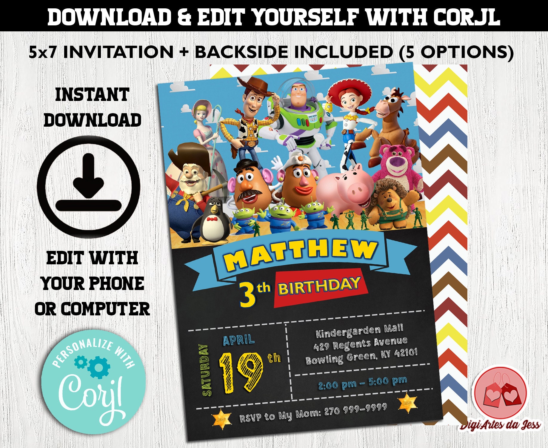 Toy Story Invitation / Toy Story Birthday Invitation / Toy Etsy