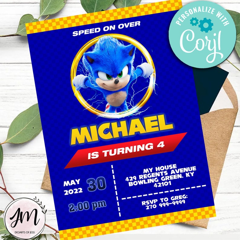 Sonic the Hedgehog Sonic Editable Invitation Sonic Party Invite Sonic the Hedgehog Birthday invitation Sonic Digital