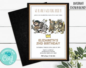 Where The Wild Things Are Invitation | Edit Yourself | Digital Download | Printable Invitation | Edit in Corjl