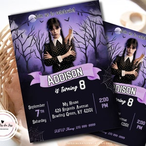 Editable Wednesday Birthday Invitation Template | Printable Wednesday Adams Birthday Party Invitations | Instant Download | Addams Family