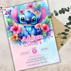 Stitch Birthday Invitation Editable Template | Canva Editable Birthday Invitation | Stitch Birthday Party Invitation | Invite Canva Template