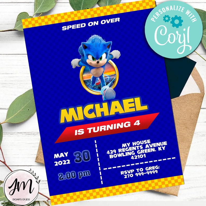 Sonic the Hedgehog Sonic Editable Invitation Sonic Party Invite Sonic the Hedgehog Birthday invitation Sonic Digital