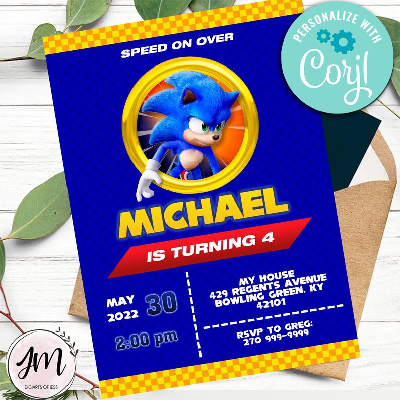 Sonic the Hedgehog Sonic Editable Invitation Sonic Party Invite Sonic the Hedgehog Birthday invitation Sonic Digital