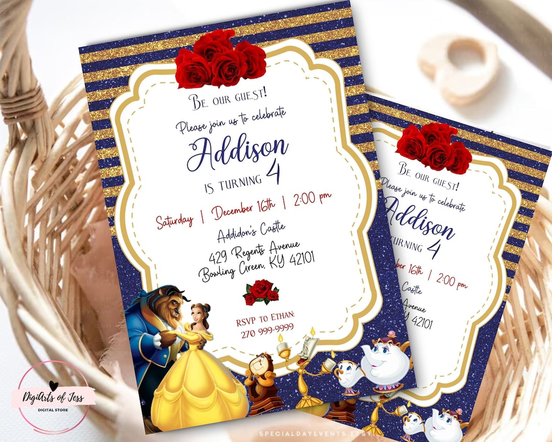 Beauty and the Beast Invitation | Beauty and the Beast | Digital File