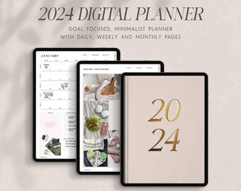 2024 Digital Planner for Goodnotes | 2024 Planner | Goals Planner | Minimalist Planner | Daily Planner | Weekly Planner | Monthly Planner