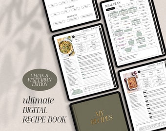 Digital Recipe Book for Goodnotes | Digital Meal Planner | Digital Recipe Journal | Recipe Template | Digital Cookbook for Goodnotes VEG ED