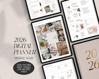 2026 Digital Planner for Goodnotes | Vision Board | Life Planner | Daily Planner | Weekly Planner | Monthly Planner | Minimalist Planner