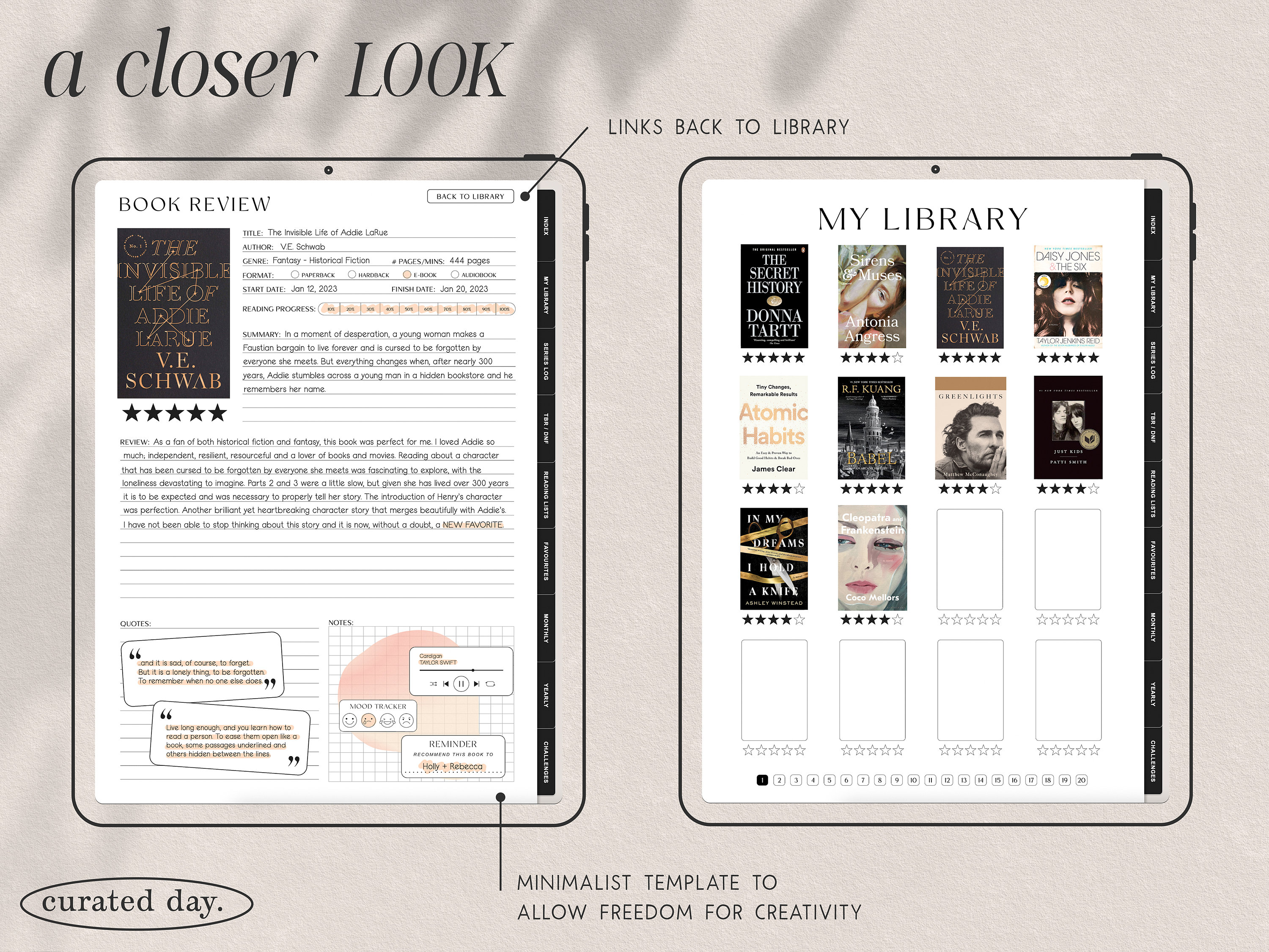 Digital Reading Journal for Goodnotes | Deluxe Digital Reading Planner ...