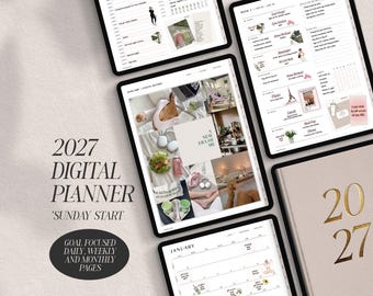 2027 Digital Planner for Goodnotes | Vision Board | Life Planner | Daily Planner | Weekly Planner | Monthly Planner | Minimalist Planner