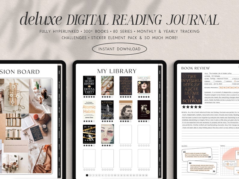 Digital Reading Journal for Goodnotes Deluxe Digital Reading Etsy