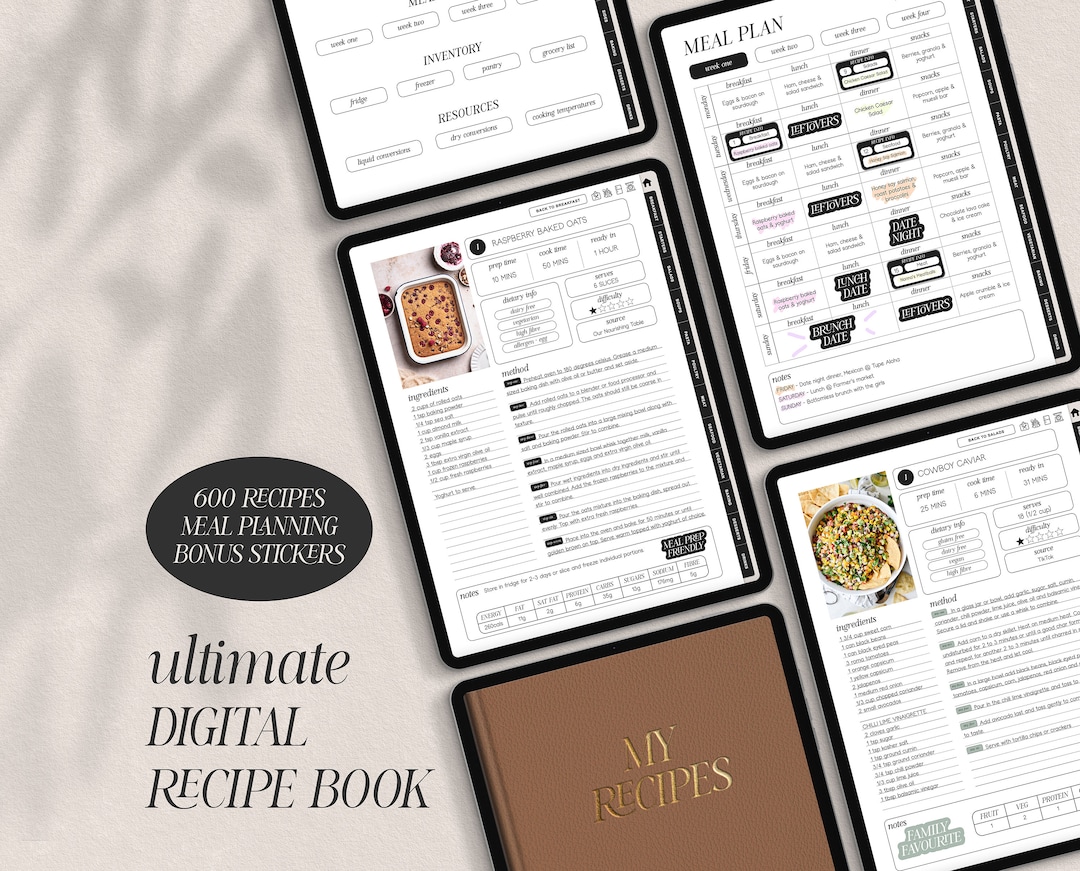 Digital Recipe Book for Goodnotes | Digital Meal Planner | Digital ...